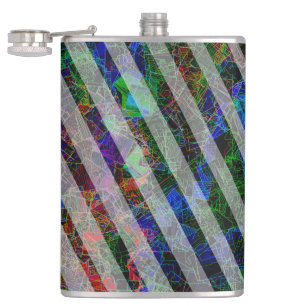 Inclined stripes and colourful scratches and lines hip flask