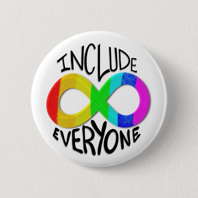 Include Everyone Rainbow Infinity Symbol  6 Cm Round Badge (Front)