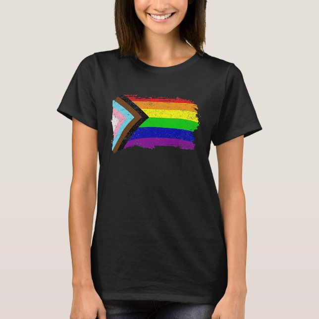 Includes Progress Pride Flag Gay Pride LGBTQ T-Shirt (Front)