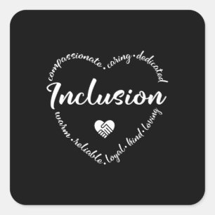 Inclusion, diversity heart square sticker