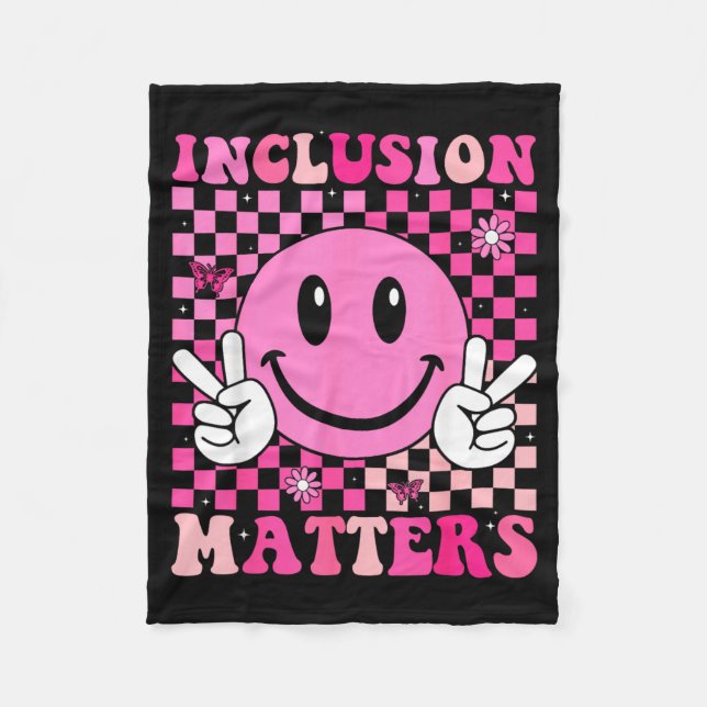 Inclusion Groovy Special Education Teacher Fleece Blanket (Front)
