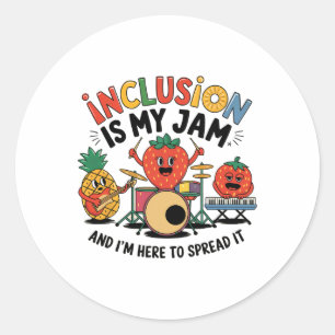 Inclusion Is My Jam I'm Here To Spread It Slp Awar Classic Round Sticker