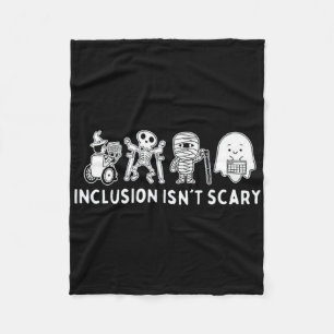 Inclusion Isn't Scary Teacher Skeleton Ghost Cute Fleece Blanket