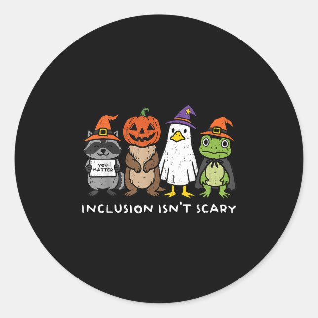 Inclusion Isn't Y Slp Halloween Sped Teacher Anima Classic Round Sticker (Front)