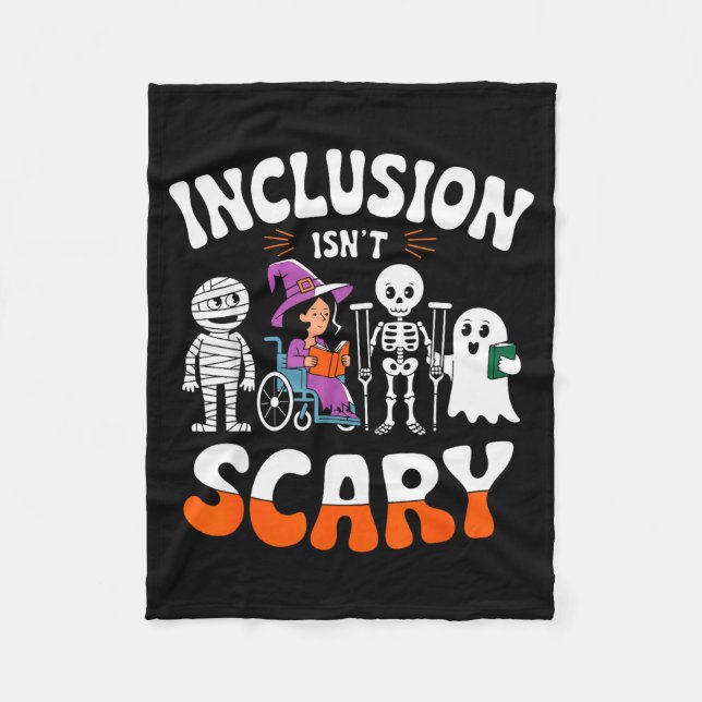 Inclusion Isn't Y Sped Halloween Special Education Fleece Blanket (Front)