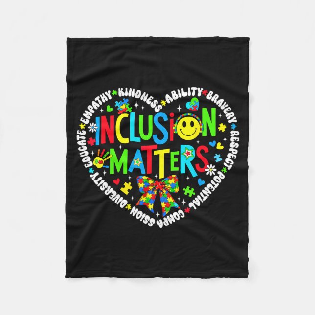 Inclusion special education teacher autism fleece blanket (Front)