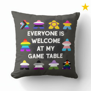 Inclusive Board Game LGBTQ Pride Flag Meeples  Cushion