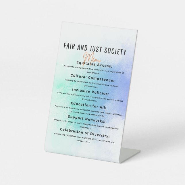 Inclusive Community for Fairness and Diver Pedestal Sign (Front)