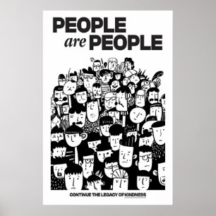 Inclusive Crowd Art Print Black and White