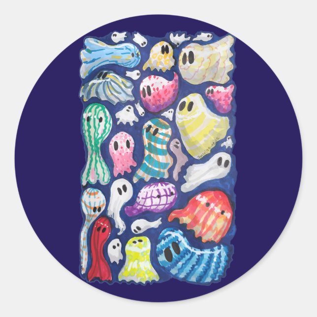 Inclusive Ghosts Classic Round Sticker (Front)