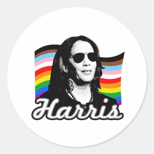 Inclusive Harris Flag Classic Round Sticker (Front)