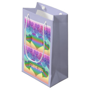 Inclusive Pastel Rainbow of Hearts & Love Small Gift Bag