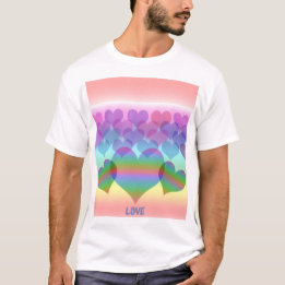 Inclusive Pastel Rainbow of Hearts & Love T-Shirt
