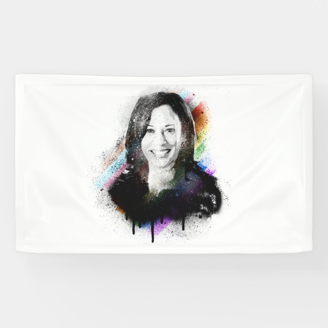 Inclusive Pride Kamala Harris Spray Paint Banner (Horizontal)