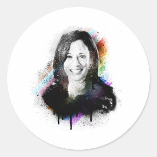 Inclusive Pride Kamala Harris Spray Paint Classic Round Sticker