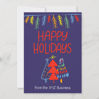Inclusive Rainbow Garland Tree Holiday Card 