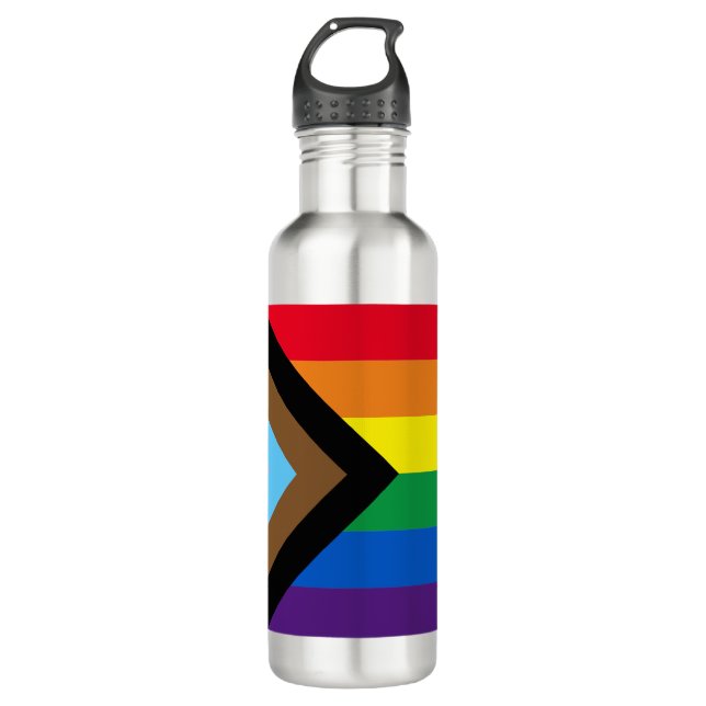 Inclusive rainbow Lgbtq gay diversity flag 710 Ml Water Bottle (Front)