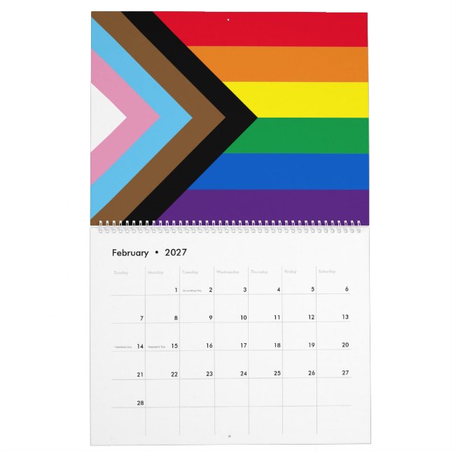 Inclusive rainbow Lgbtq gay diversity flag Calendar (Feb 2027)