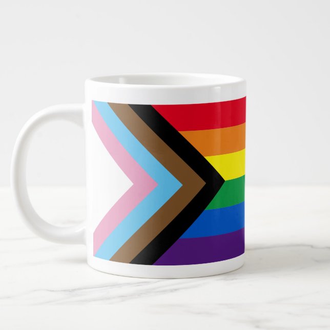 Inclusive rainbow Lgbtq gay diversity flag Large Coffee Mug (Left)
