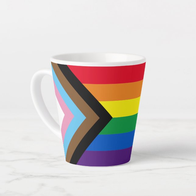 Inclusive rainbow Lgbtq gay diversity flag Latte Mug (Left Angle)