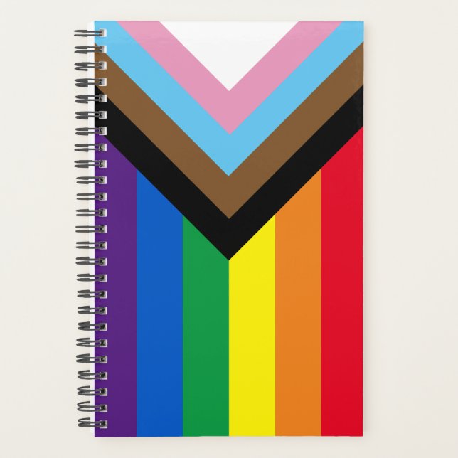 Inclusive rainbow Lgbtq gay diversity flag Planner (Front)