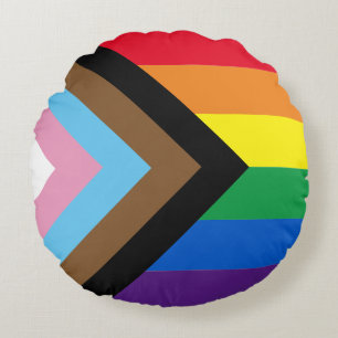 Inclusive rainbow Lgbtq gay diversity flag Round Cushion