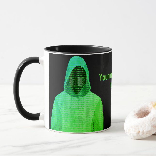Incognito Cyber Hacker Computer Crime - own slogan Mug (With Donut)