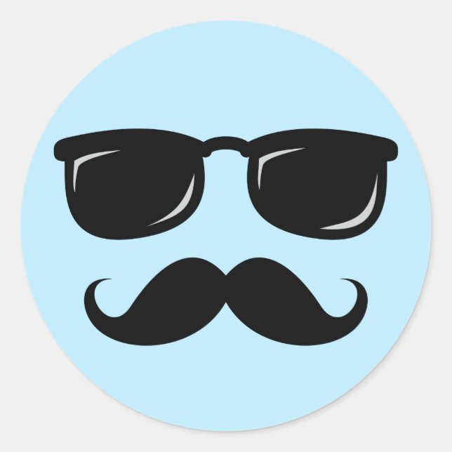 Incognito face with moustache and sunglasses classic round sticker (Front)