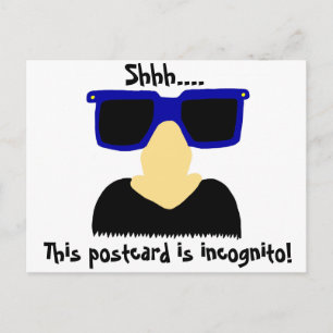 Incognito Moustache & Glasses Postcard