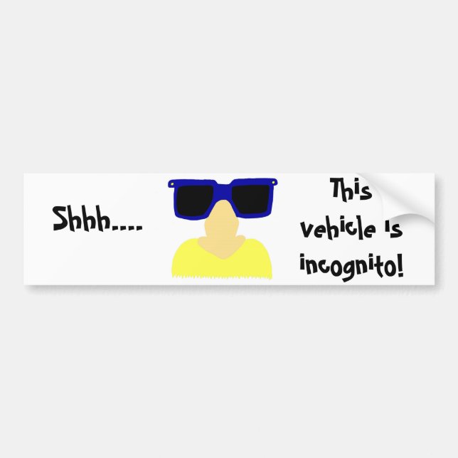 Incognito Mustache & Glasses Bumper Sticker (Front)