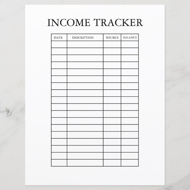 INCOME TRACKER TEMPLATE (Front)
