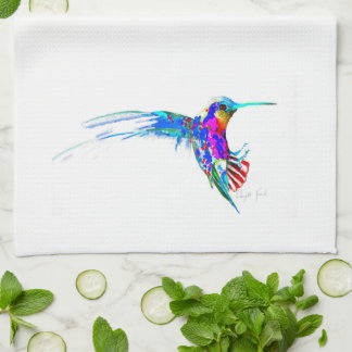 "Incoming!" Hummingbird Print Tea Towel