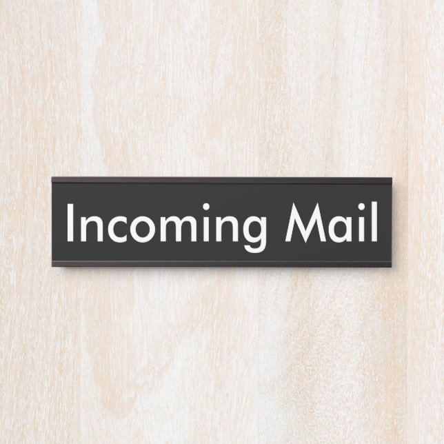 Incoming Mail  Black Name Plate (Front)