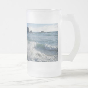 Incoming tide frosted glass beer mug