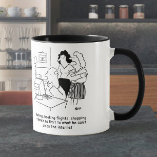 Incompetent man at computer mug