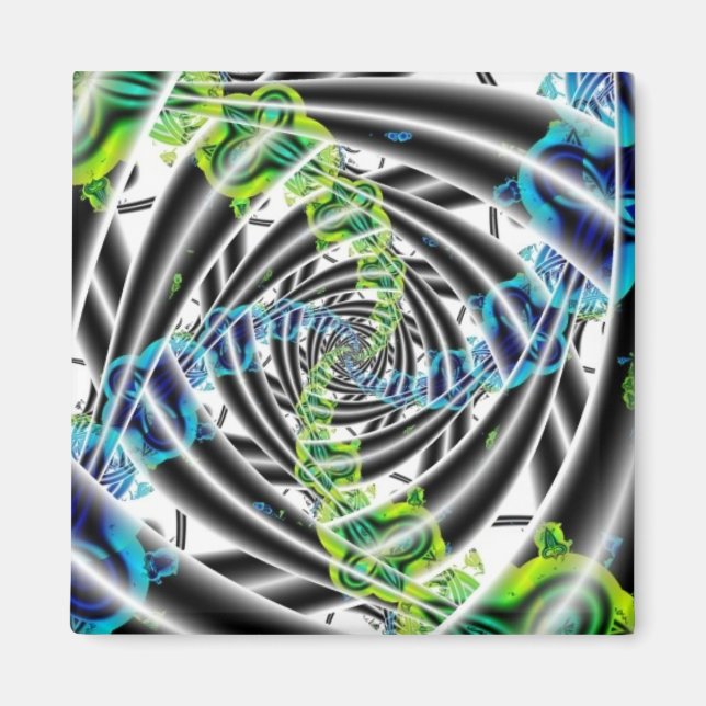 Incomplete | Blue and Green Fractal Art Magnet (Front)