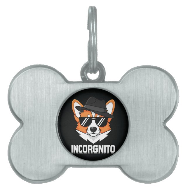 Incorgnito Stealthy Corgi in Shades Pet ID Tag (Front)