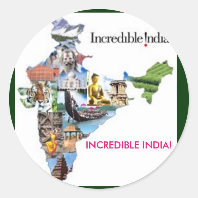 incredible india, INCREDIBLE INDIA! Classic Round Sticker (Front)