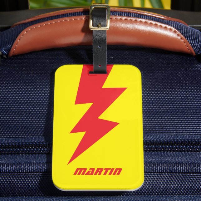 Incredible lightning strike bolt flash custom luggage tag (Front Insitu 2)