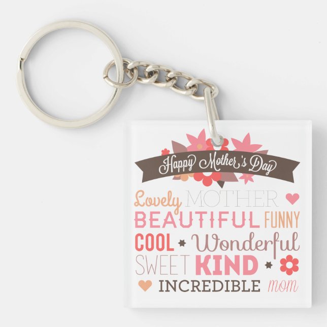 Incredible Mum Happy Mother's Day Keychain (Front)