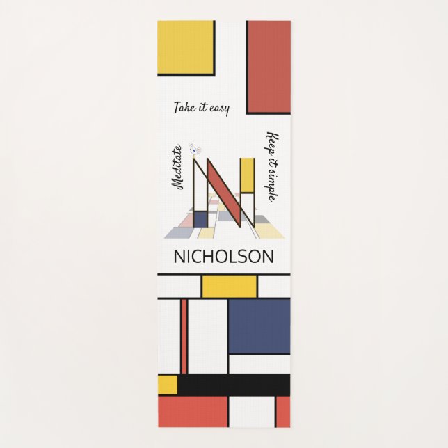 Incredible Neoplasticism Art Monogram. Letter N Yoga Mat (Front)