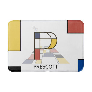 Incredible Neoplasticism Art Monogram. Letter P Bath Mat
