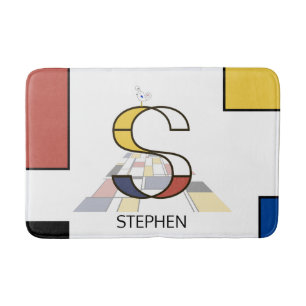 Incredible Neoplasticism Art Monogram. Letter S Bath Mat