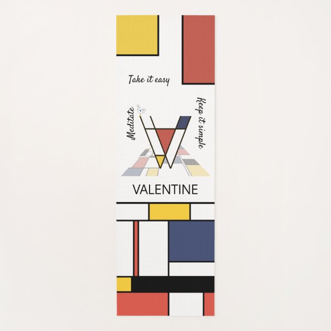 Incredible Neoplasticism Art Monogram. Letter V Yoga Mat (Front)