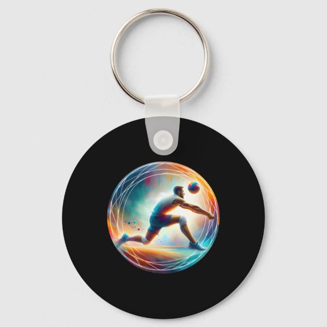Incredible Volleyball Save – Athlete In Action Des Key Ring (Front)