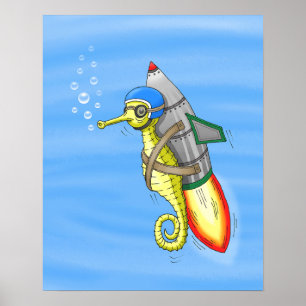 Incredible Yellow Rocket Seahorse Poster