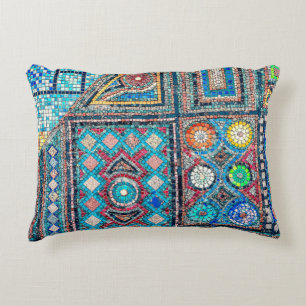 incredibly beautiful and vivid ancient mosaic on t decorative cushion
