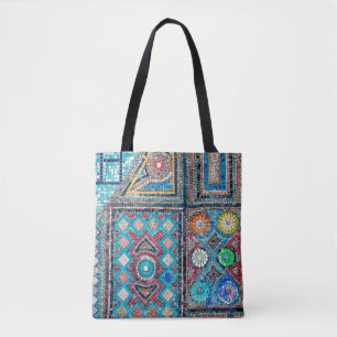 incredibly beautiful and vivid ancient mosaic on t tote bag