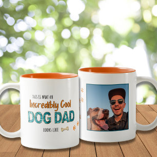 Incredibly Cool Dog Dad, Fun Pet Lover Gift Orange Two-Tone Coffee Mug