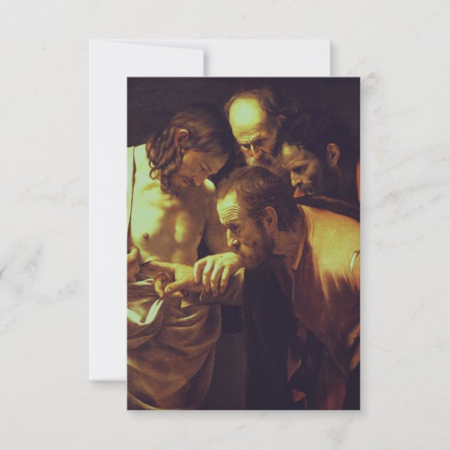 Incredulity of Saint Thomas Caravaggio Holy Card (Front)
